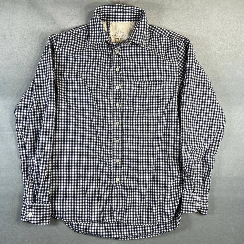 Rag & Bone Tailored Workwear Shirt Mens Med Gingham Plaid Button Up Long Sleeve